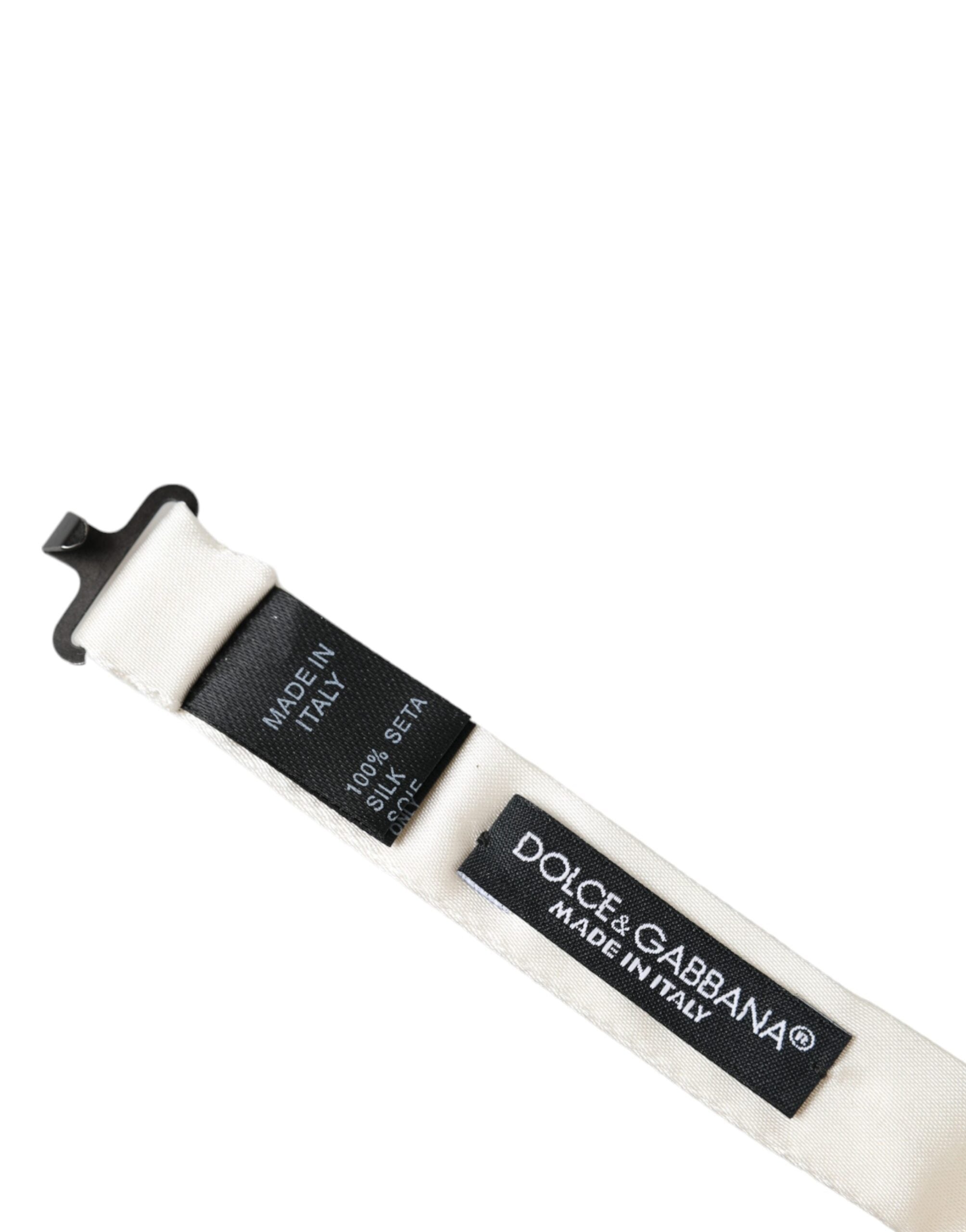 Dolce &amp;amp; Gabbana Off White Siden Justerbar Halsringning Herrfluga
