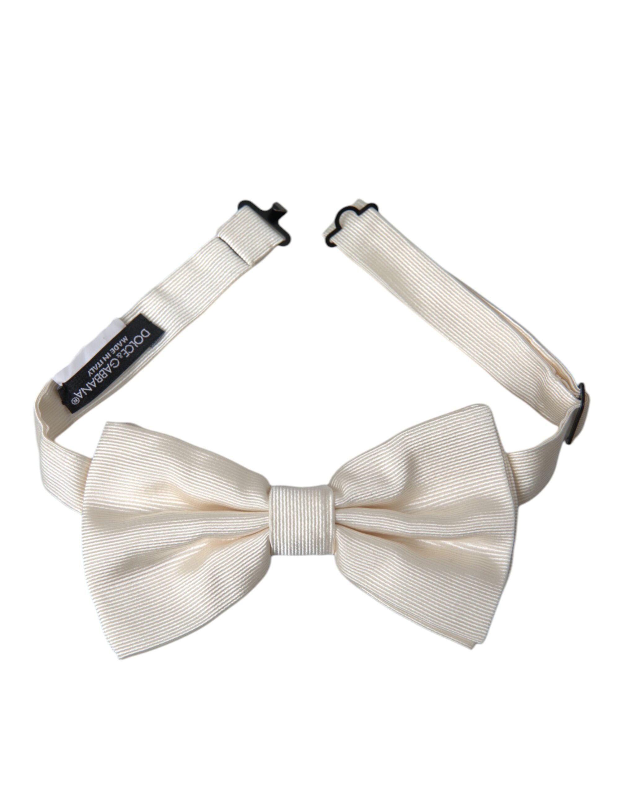 Dolce &amp;amp; Gabbana Off White Siden Justerbar Halsringning Herrfluga