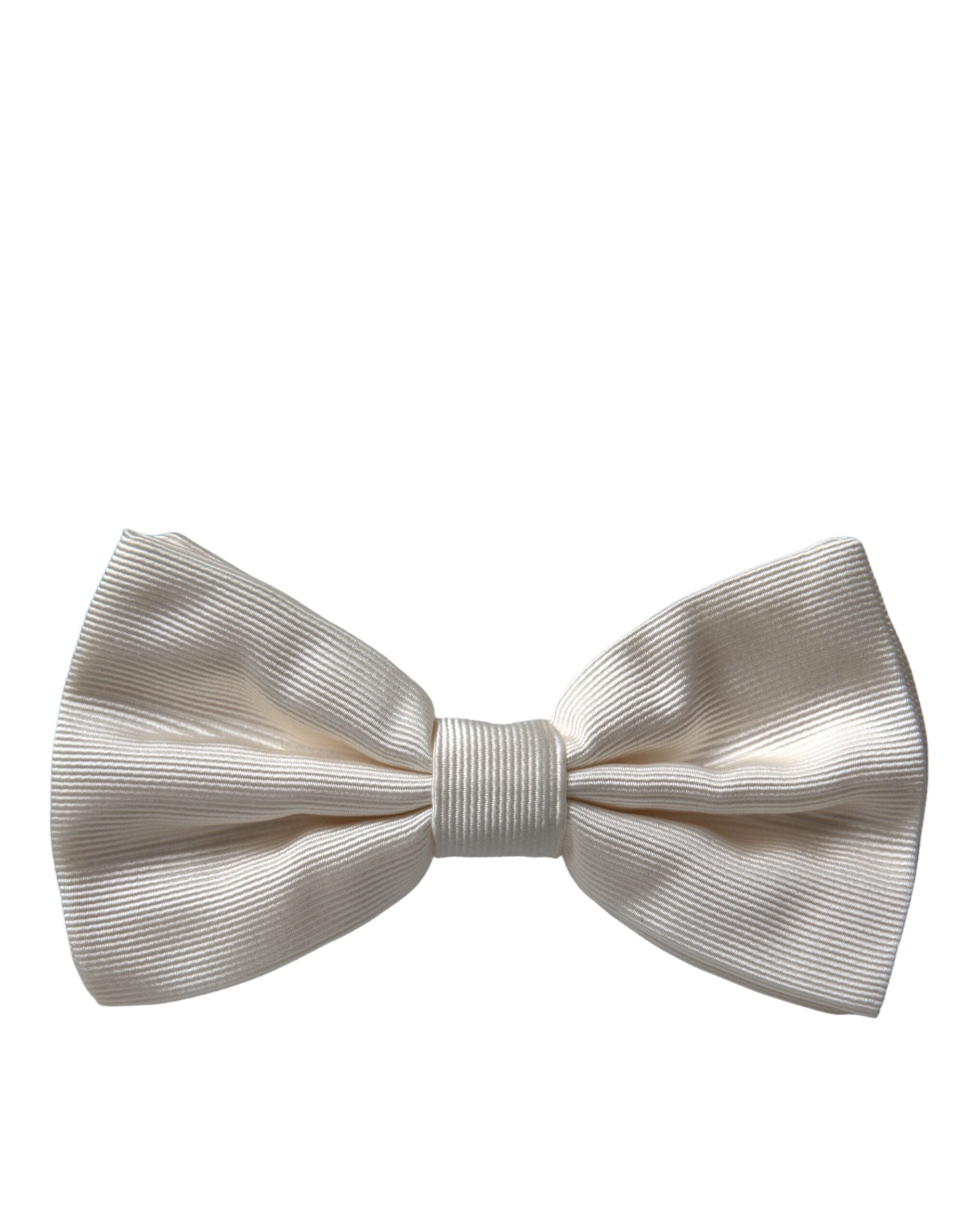 Dolce &amp;amp; Gabbana Off White Siden Justerbar Halsringning Herrfluga