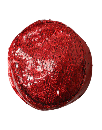 Dolce &amp;amp; Gabbana Röd Paljettbesatt Nylon Bucket Hat Herr