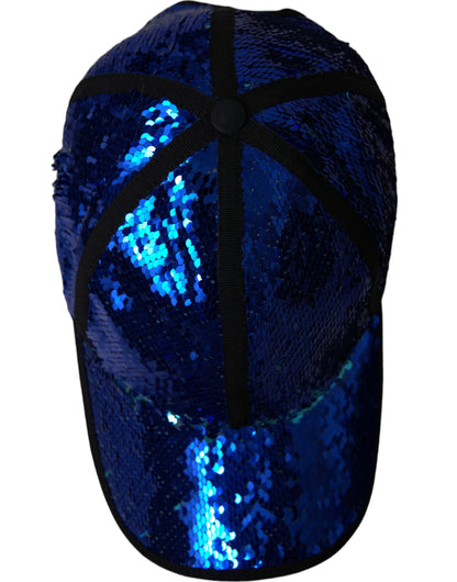 Dolce &amp;amp; Gabbana Kunglig Blå Sequin Baseball Keps Herr