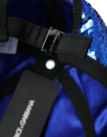 Dolce &amp;amp; Gabbana Kunglig Blå Sequin Baseball Keps Herr