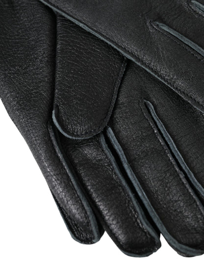 Dolce &amp;amp; Gabbana svarta handskar i läder med hjortmotiv