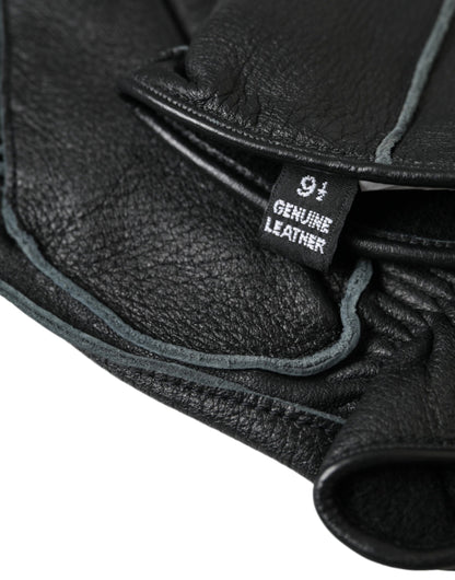 Dolce &amp;amp; Gabbana svarta handskar i läder med hjortmotiv