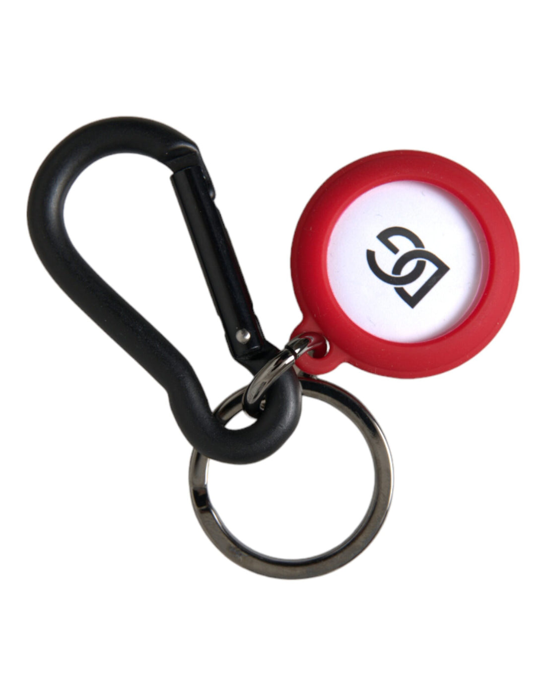 Dolce &amp;amp; Gabbana Röd Gummi DG Logo Rund Metall Mässingsnyckelring