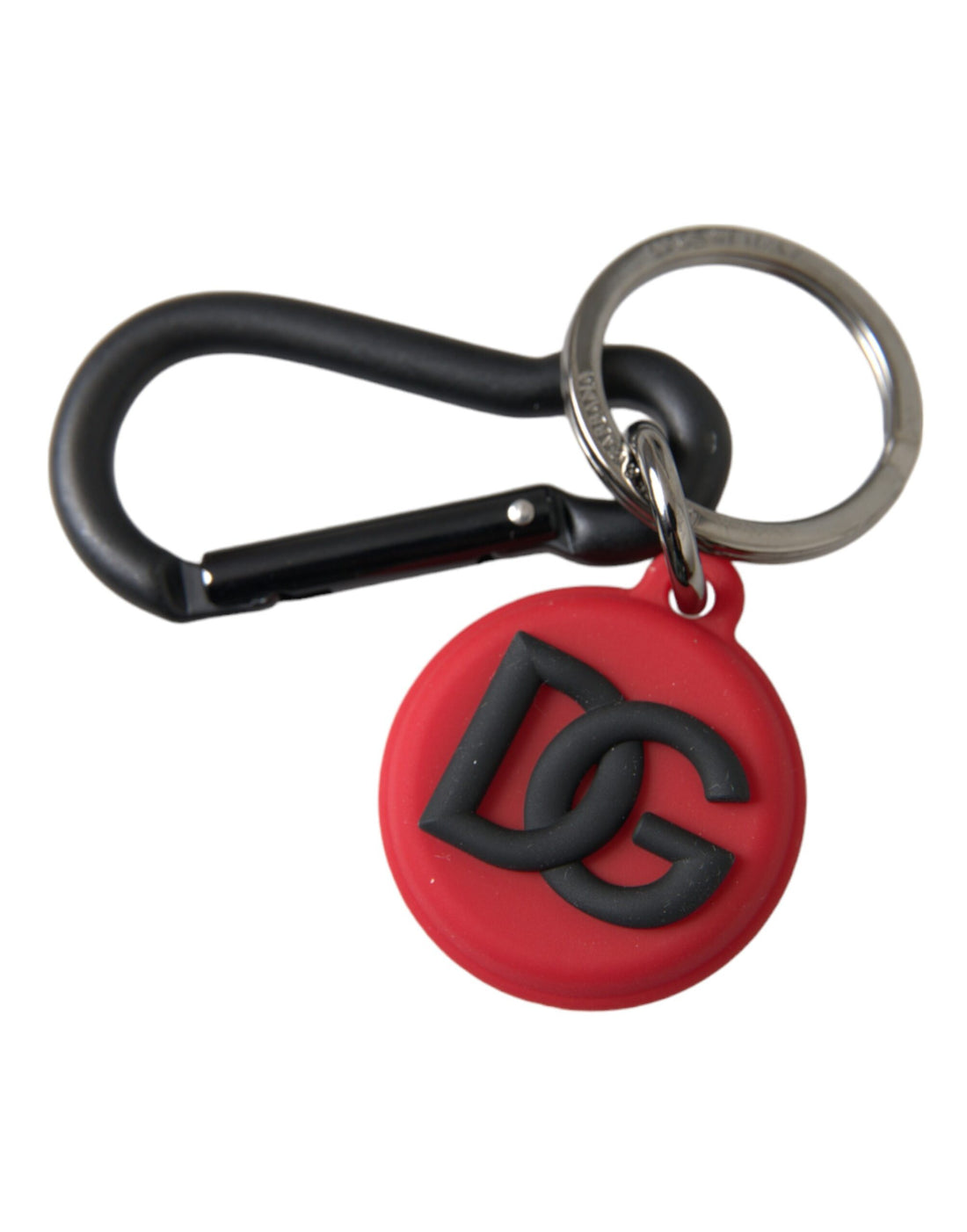 Dolce &amp;amp; Gabbana Röd Gummi DG Logo Rund Metall Mässingsnyckelring
