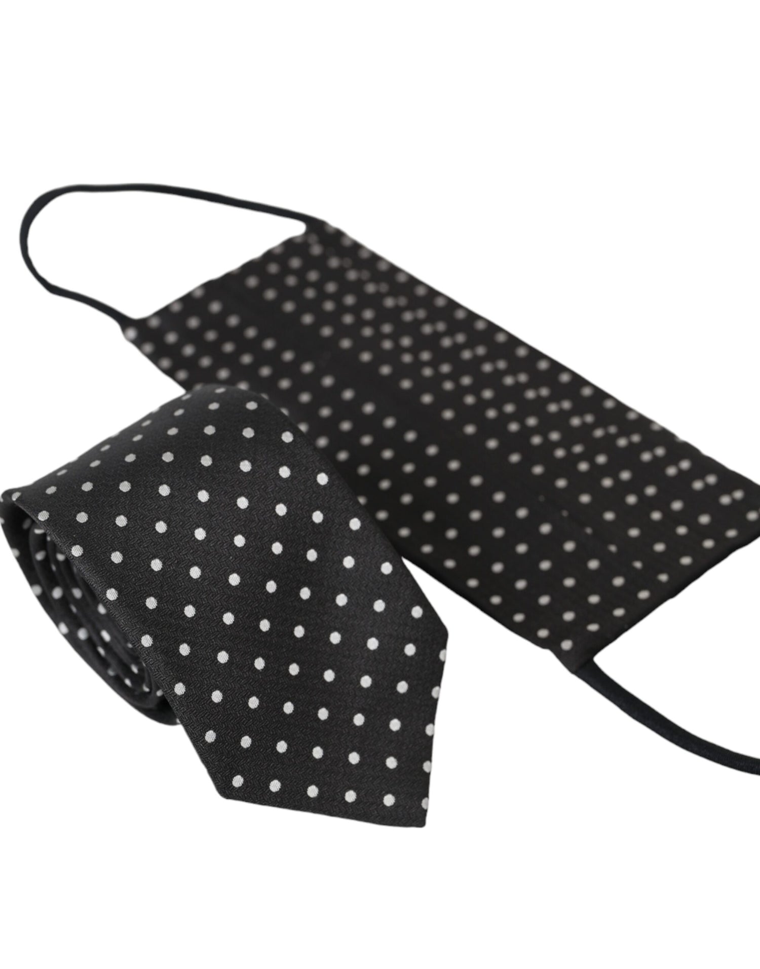 Dolce &amp;amp; Gabbana Svartvita Prickiga 100% Siden Slips Ansiktsmask