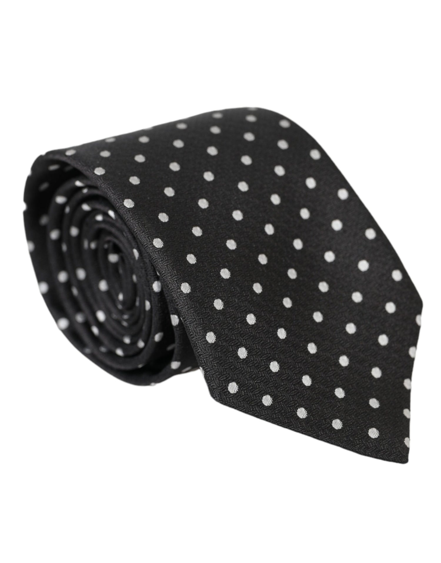 Dolce &amp;amp; Gabbana Svartvita Prickiga 100% Siden Slips Ansiktsmask