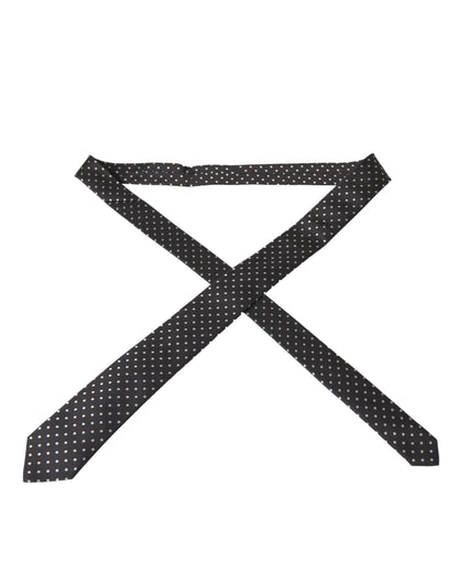 Dolce &amp;amp; Gabbana Svartvita Prickiga 100% Siden Slips Ansiktsmask
