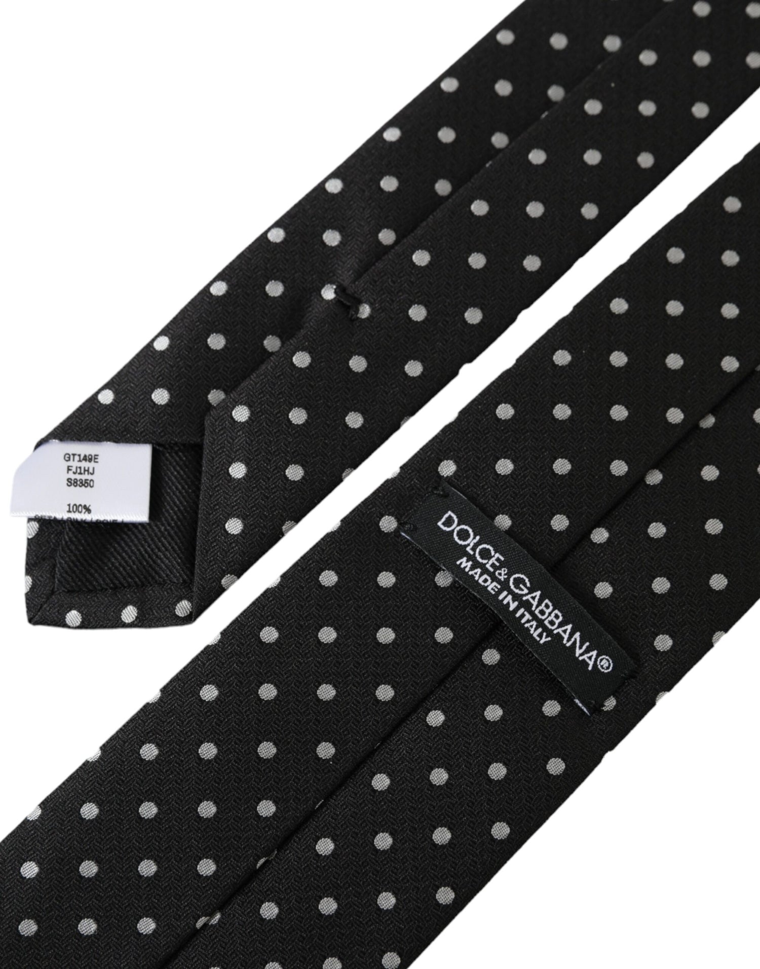 Dolce &amp;amp; Gabbana Svartvita Prickiga 100% Siden Slips Ansiktsmask