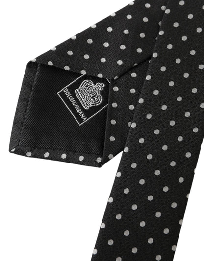 Dolce &amp;amp; Gabbana Svartvita Prickiga 100% Siden Slips Ansiktsmask