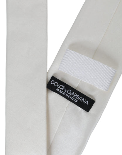 Dolce &amp;amp; Gabbana Vit Silkesblandning Justerbar Slips Herr