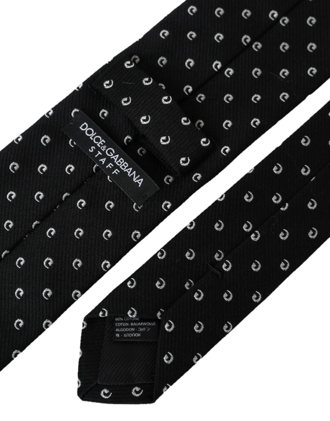 Dolce &amp;amp; Gabbana svart logotypjusterbar slips i bomullsblandning
