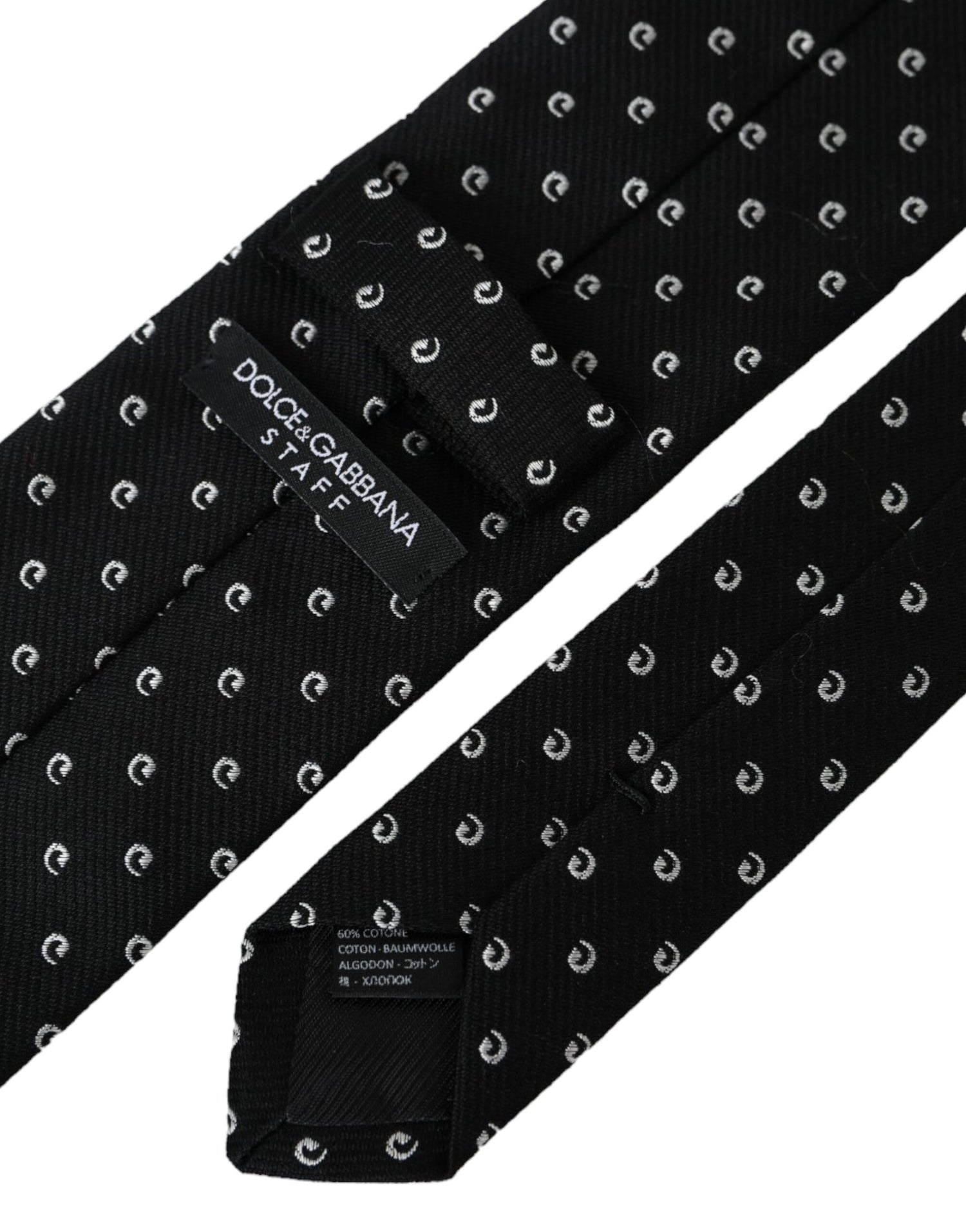 Dolce &amp;amp; Gabbana svart logotypjusterbar slips i bomullsblandning