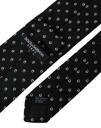 Dolce &amp;amp; Gabbana svart logotypjusterbar slips i bomullsblandning