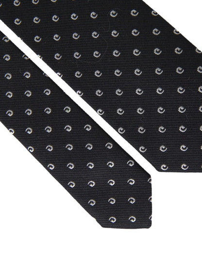 Dolce &amp;amp; Gabbana svart logotypjusterbar slips i bomullsblandning