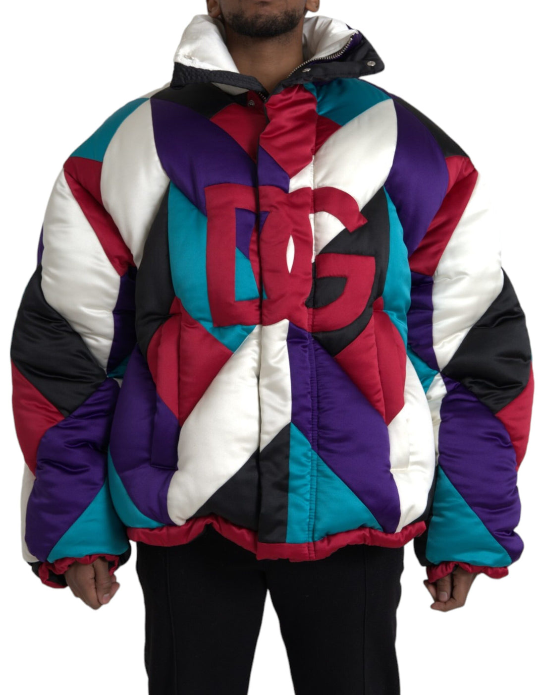 Dolce &amp; Gabbana Multicolor Logo Windbreaker Puffer Jacket