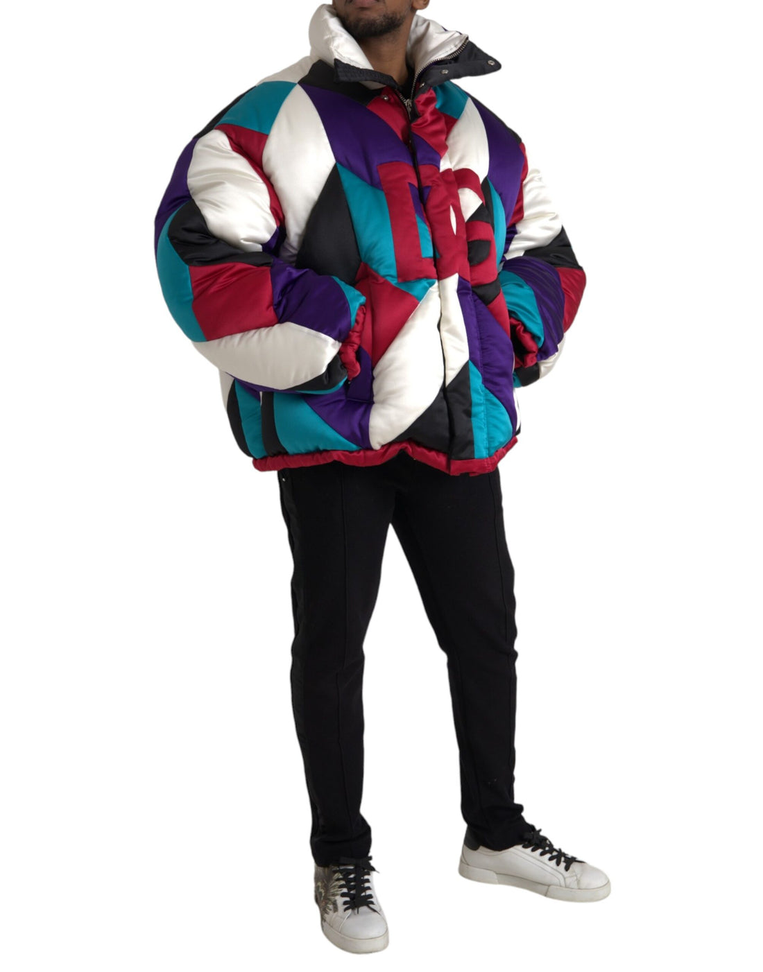 Dolce &amp; Gabbana Multicolor Logo Windbreaker Puffer Jacket