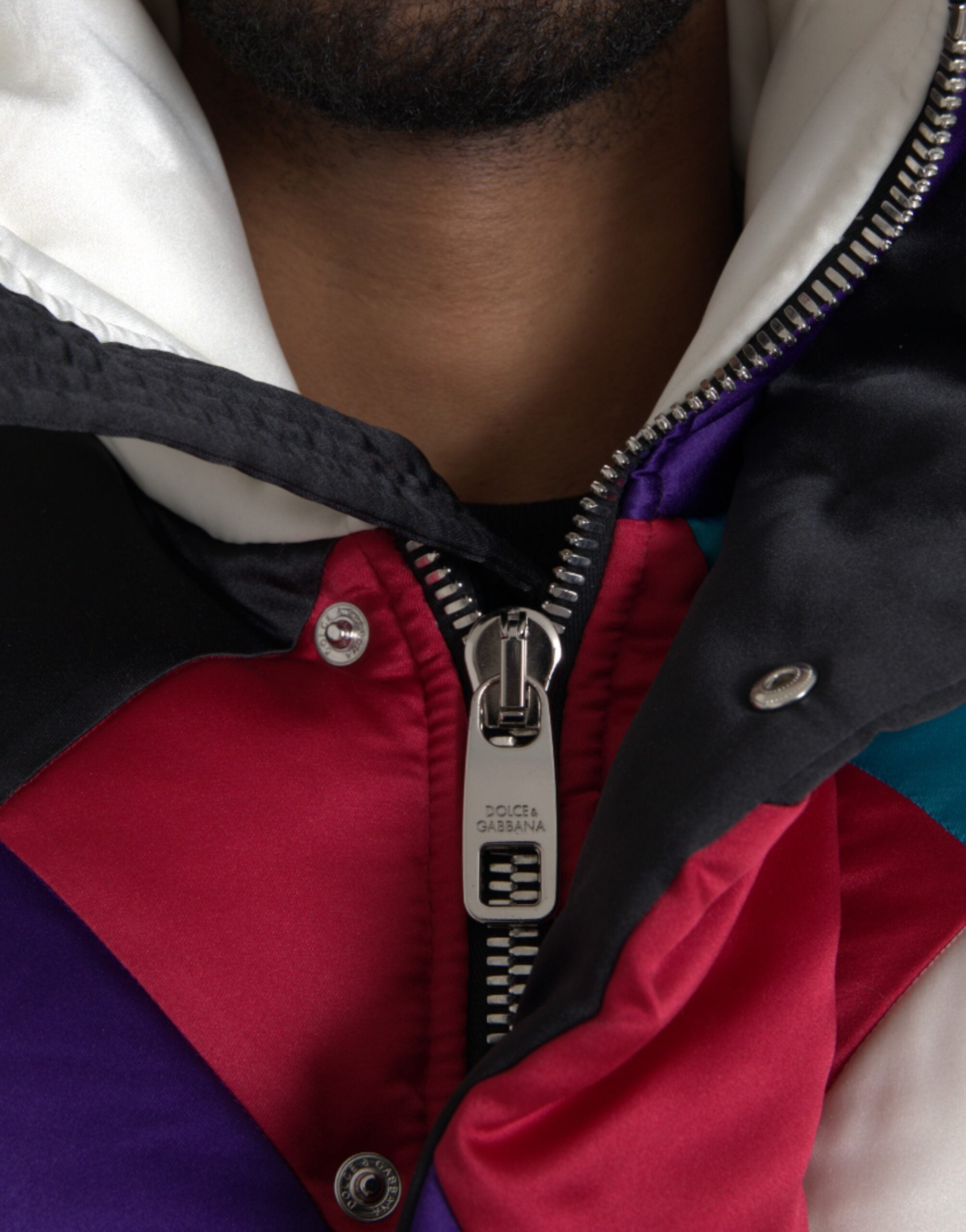 Dolce &amp; Gabbana Multicolor Logo Windbreaker Puffer Jacket