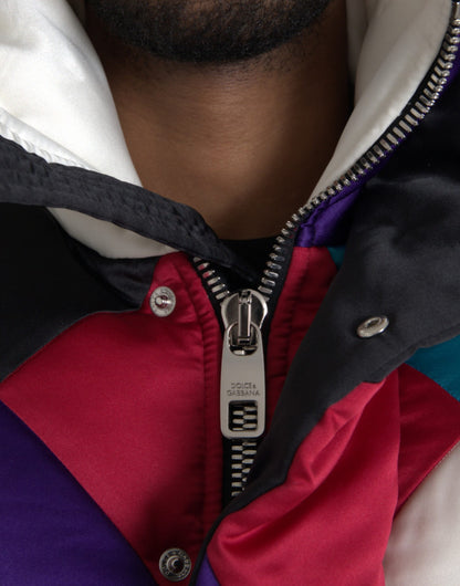 Dolce &amp; Gabbana Multicolor Logo Windbreaker Puffer Jacket