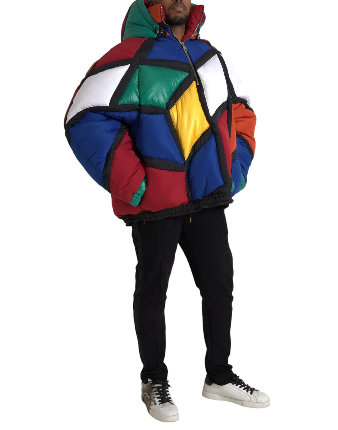 Dolce &amp; Gabbana Multicolor Quilted Hooded Puffer Jacket