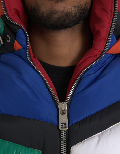 Dolce &amp; Gabbana Multicolor Quilted Hooded Puffer Jacket