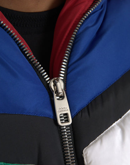 Dolce &amp; Gabbana Multicolor Quilted Hooded Puffer Jacket