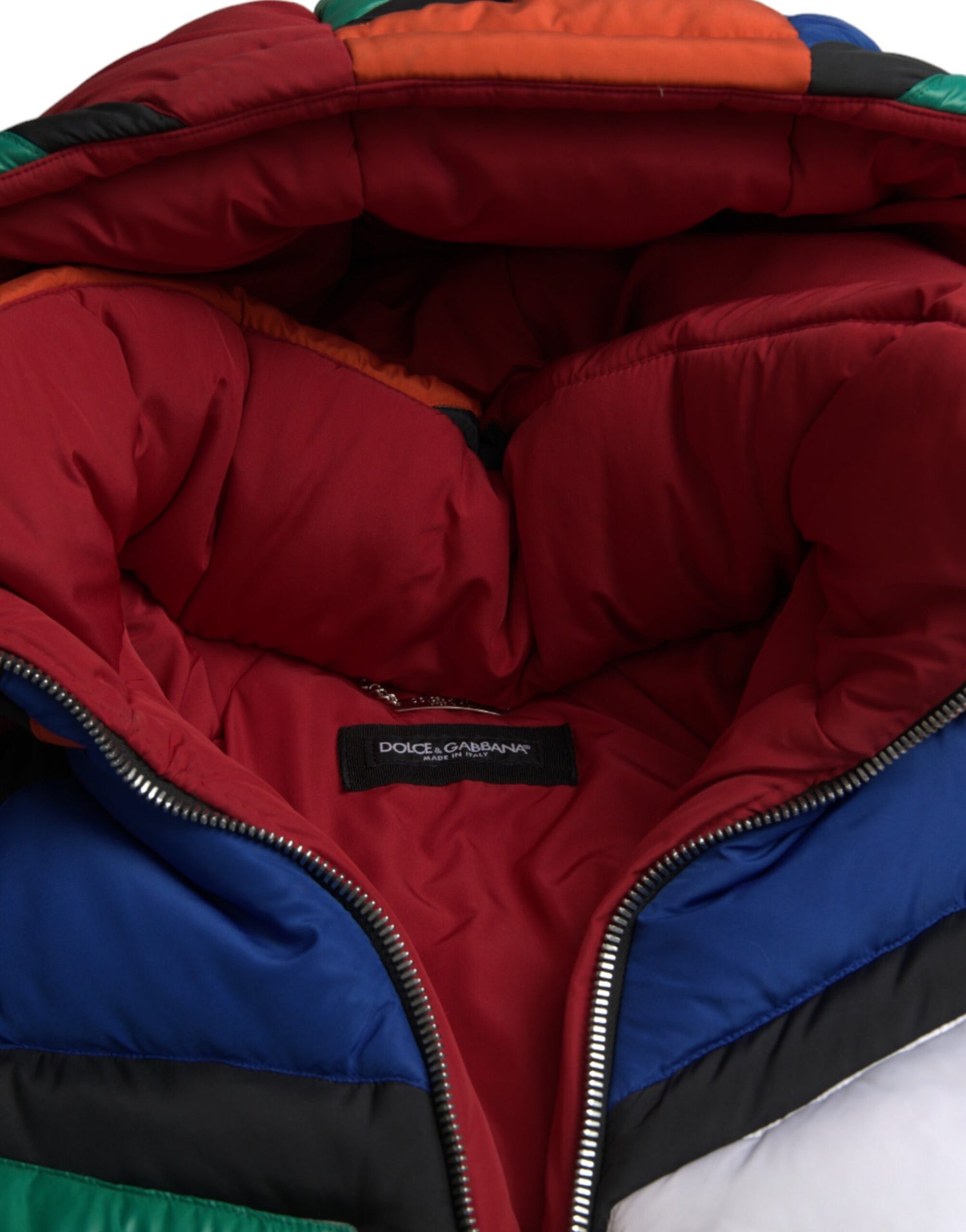 Dolce &amp; Gabbana Multicolor Quilted Hooded Puffer Jacket