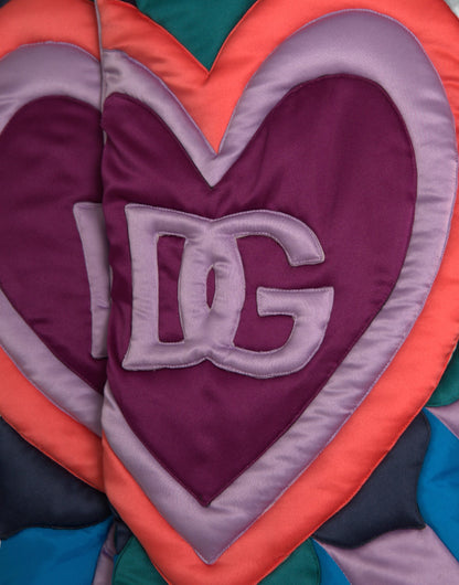 Dolce &amp; Gabbana Multicolor Heart Logo Hooded Puffer Jacket