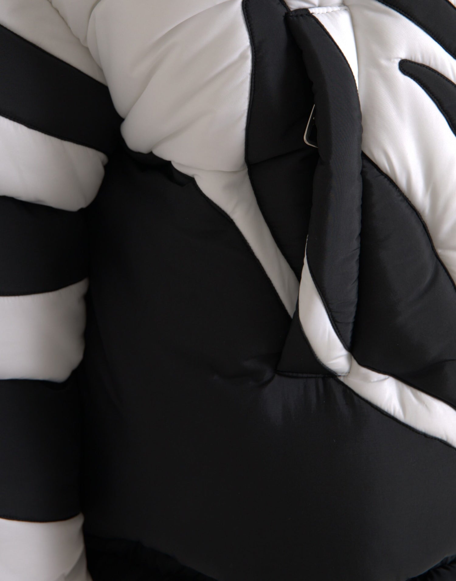 Dolce &amp; Gabbana Black White Stripes Hooded Puffer Jacket