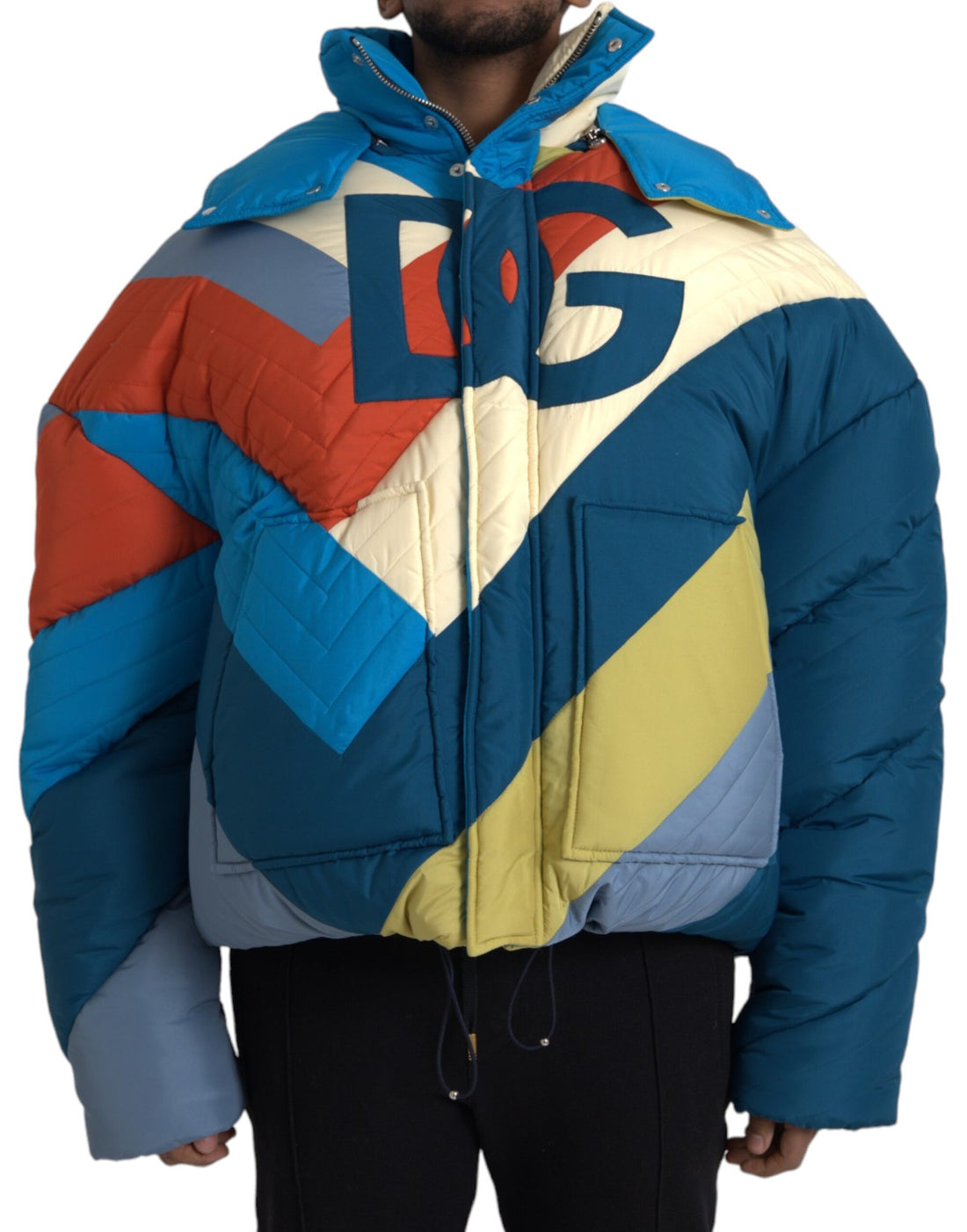 Dolce &amp; Gabbana Multicolor Logo Windbreaker Puffer Jacket