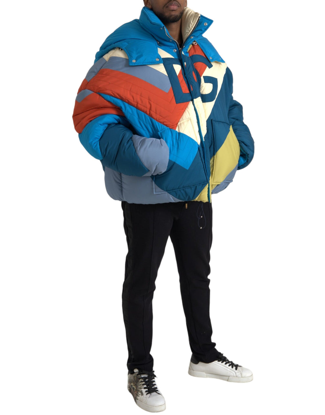 Dolce &amp; Gabbana Multicolor Logo Windbreaker Puffer Jacket