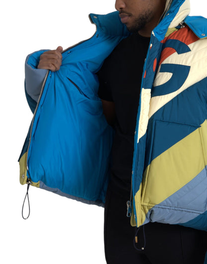 Dolce &amp; Gabbana Multicolor Logo Windbreaker Puffer Jacket