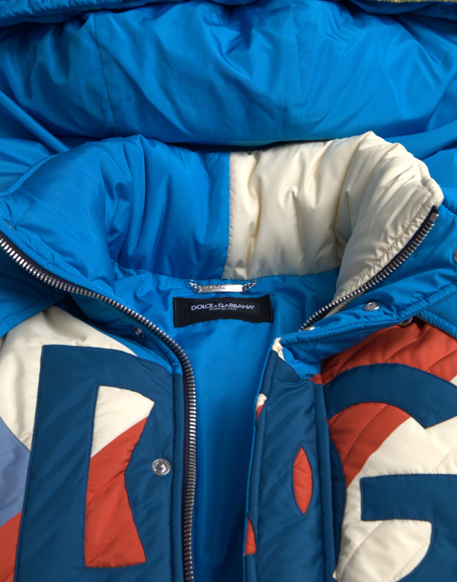 Dolce &amp; Gabbana Multicolor Logo Windbreaker Puffer Jacket
