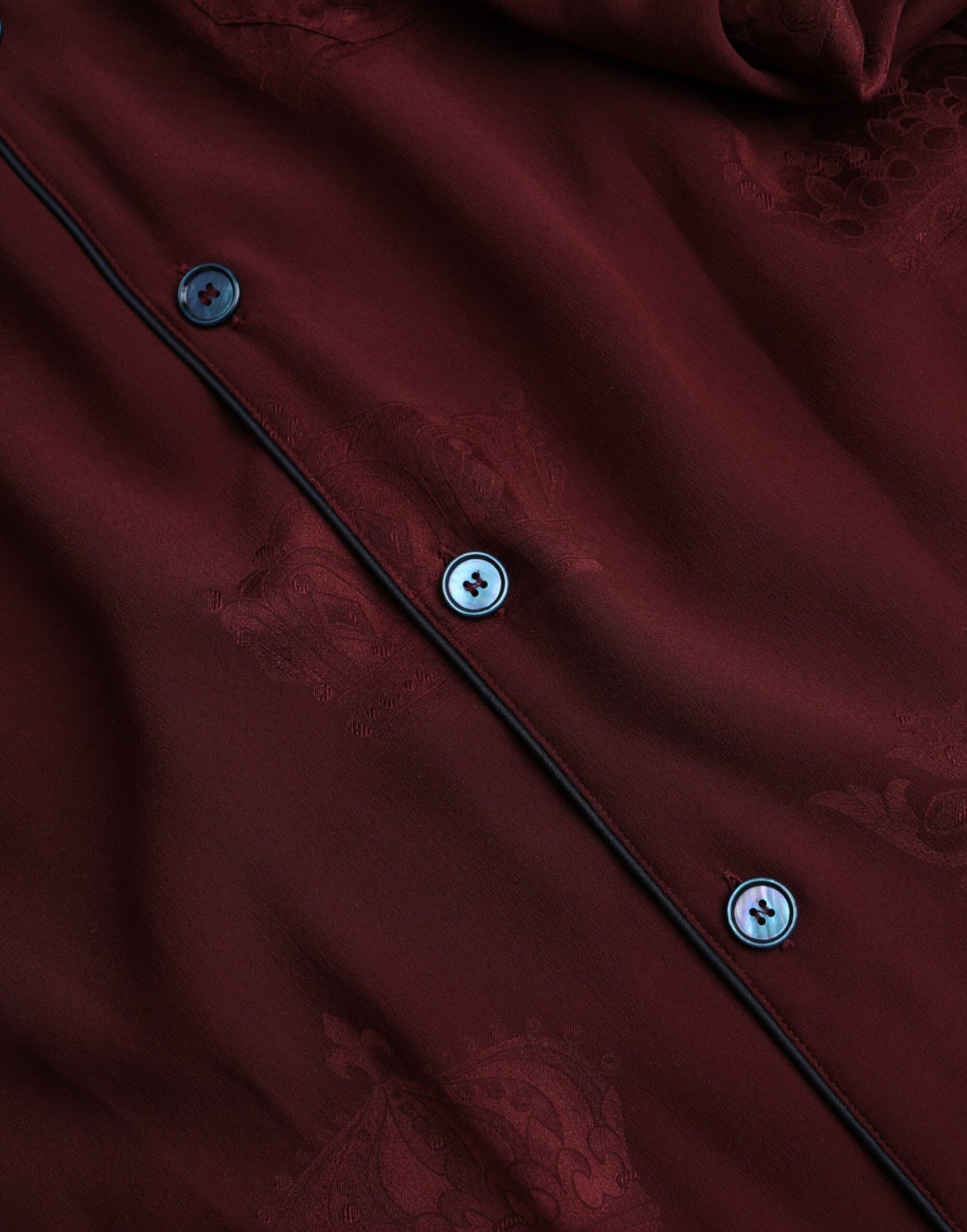 Dolce &amp;amp; Gabbana Maroon Crown Jacquard Siden Långärmad Skjorta