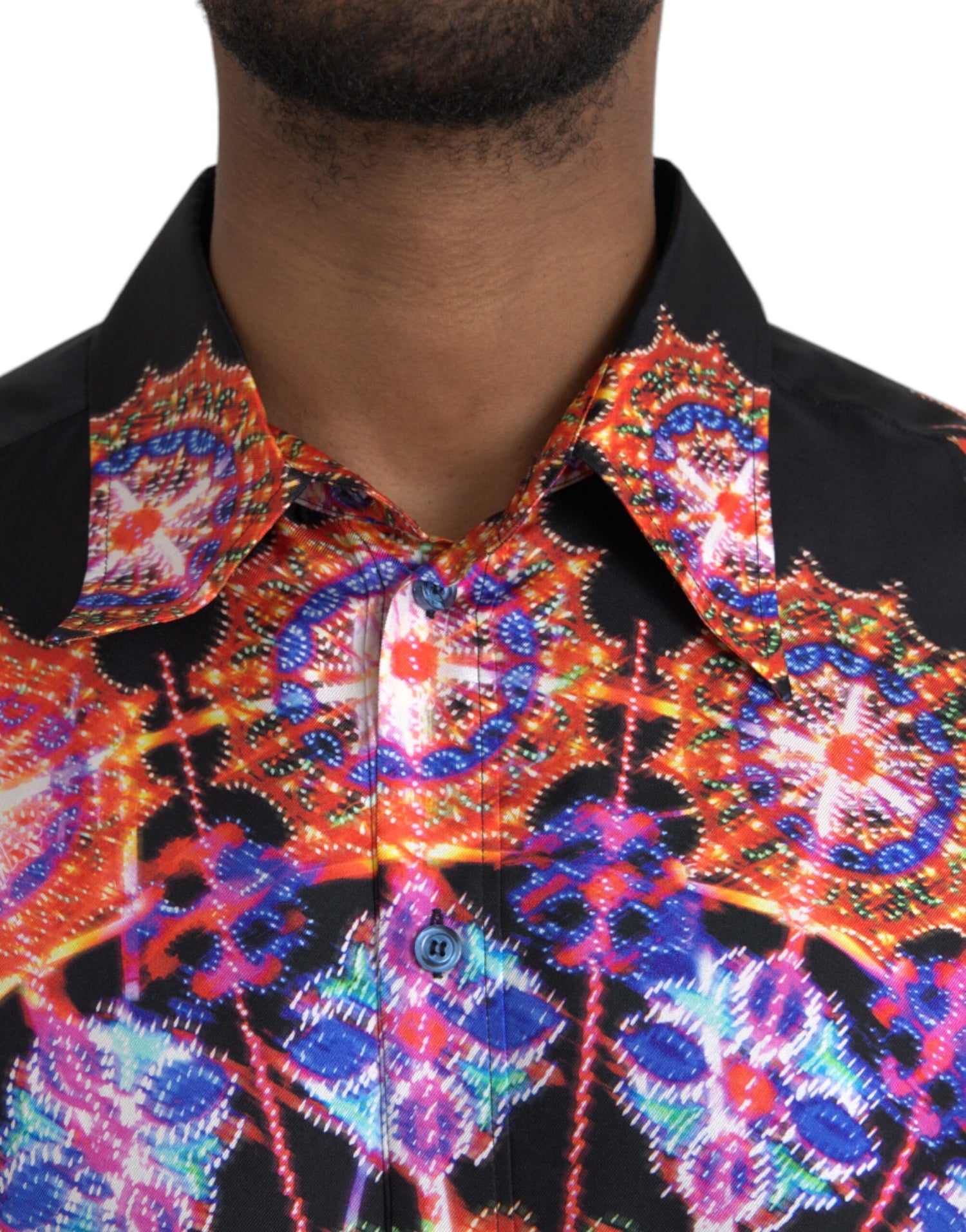 Dolce &amp;amp; Gabbana Multicolor Luminarie Silk Men Casual Shirt
