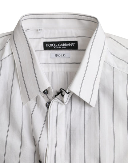 Dolce &amp;amp; Gabbana Svartvit Randig Festklänning GULD Skjorta