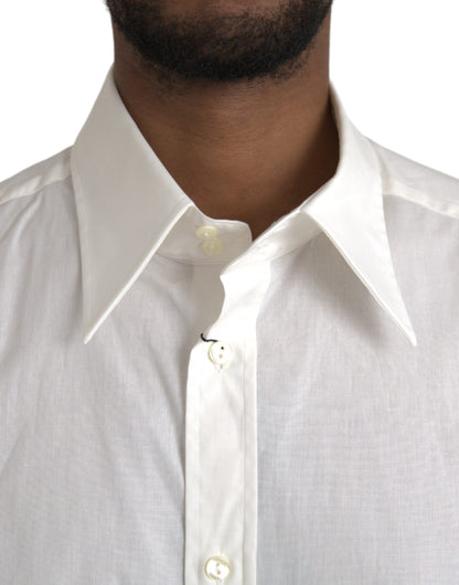 Dolce &amp;amp; Gabbana Vit Bomullsklänning Slim Fit GULDSKJORTA