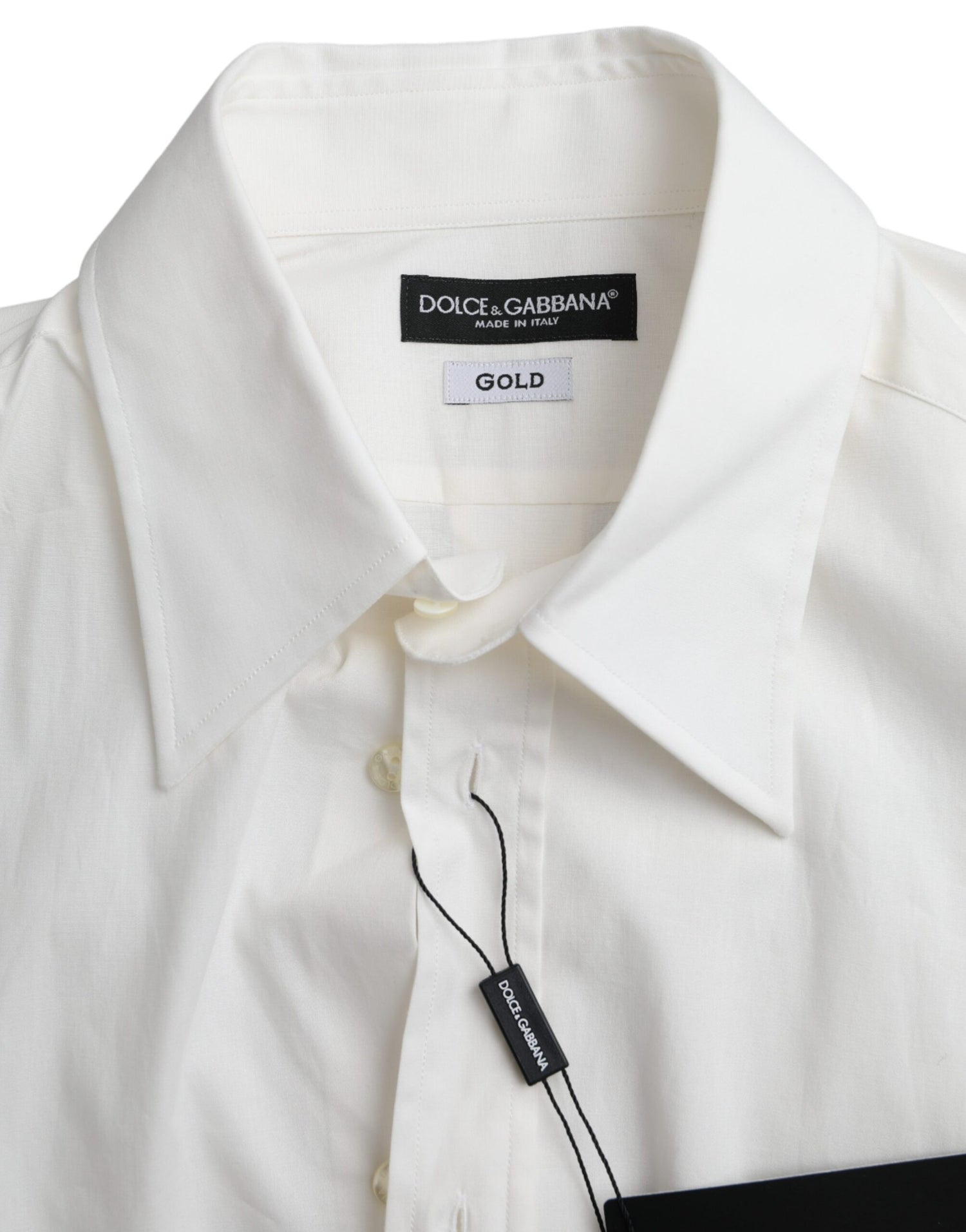 Dolce &amp;amp; Gabbana Vit Bomullsklänning Slim Fit GULDSKJORTA