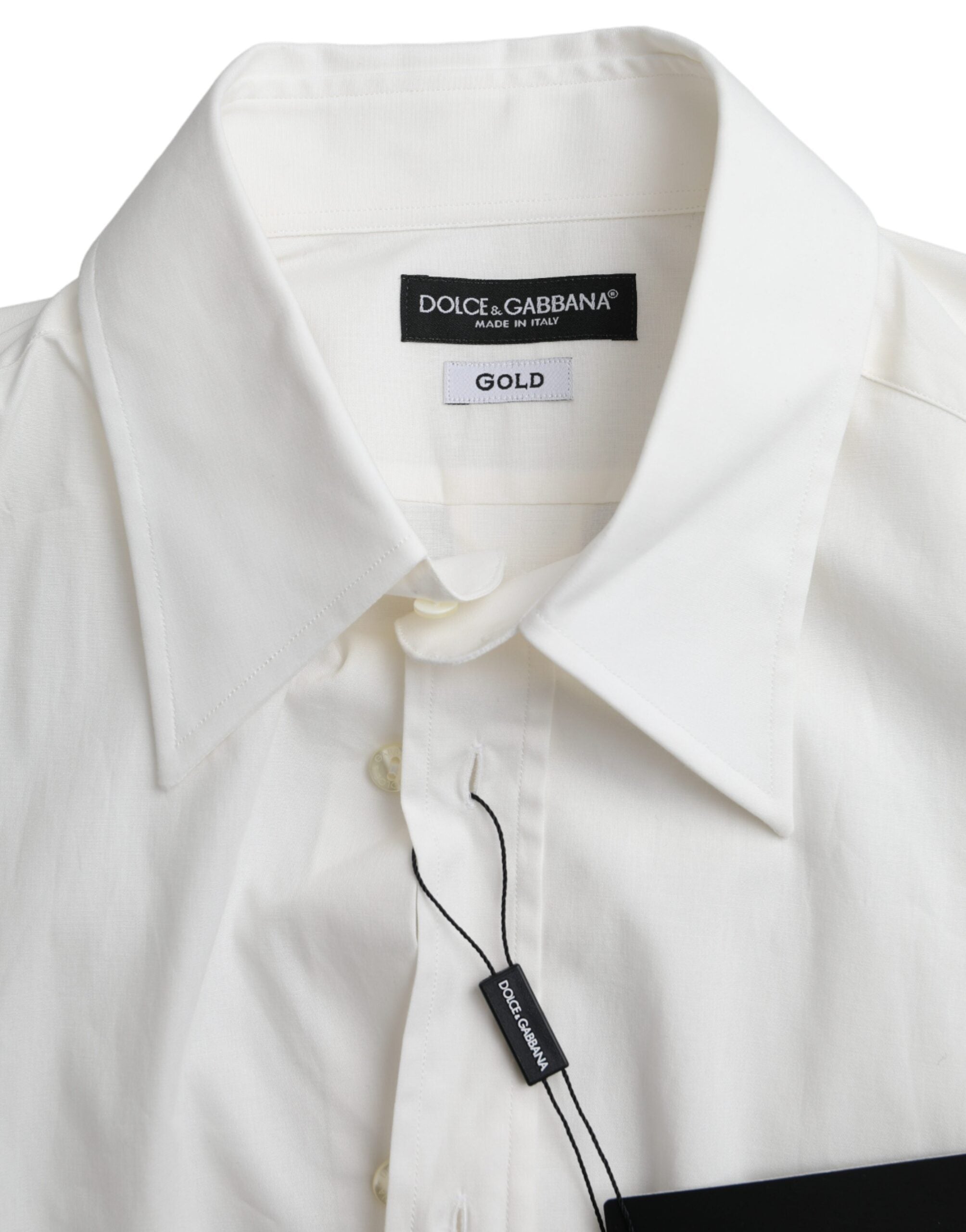 Dolce &amp;amp; Gabbana Vit Bomullsklänning Slim Fit GULDSKJORTA