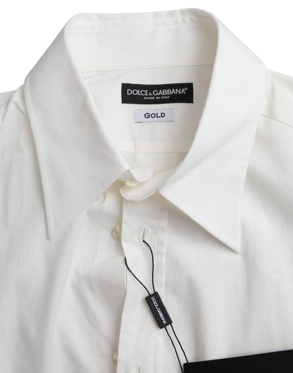 Dolce &amp;amp; Gabbana Vit Bomullsklänning Slim Fit GULDSKJORTA