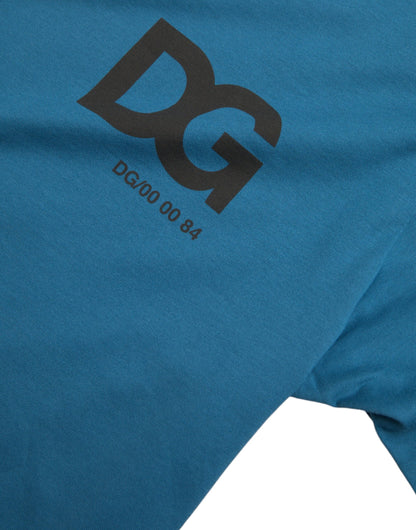 Dolce &amp;amp; Gabbana Blå Logotyp Rund Hals Kortärmad T-shirt