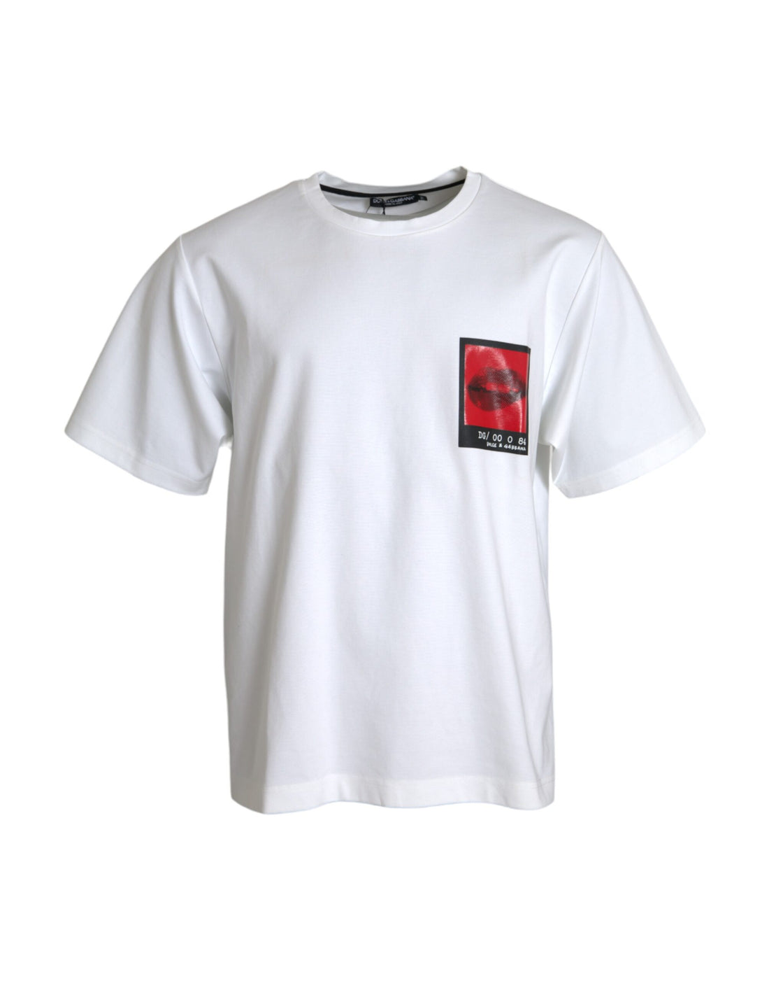Dolce &amp;amp; Gabbana Vit Röda Läppar Tryckt Bomull Herr T-shirt
