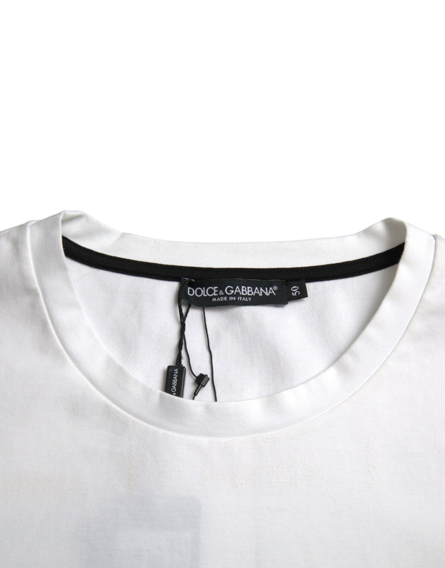 Dolce &amp;amp; Gabbana Vit Röda Läppar Tryckt Bomull Herr T-shirt
