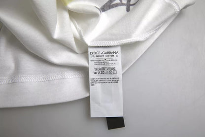 Dolce &amp;amp; Gabbana Vit Grafisk Bomull Kortärmad Herr T-shirt