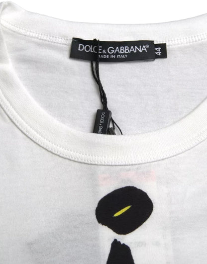 Dolce &amp;amp; Gabbana Vit Grafisk Bomull Kortärmad Herr T-shirt