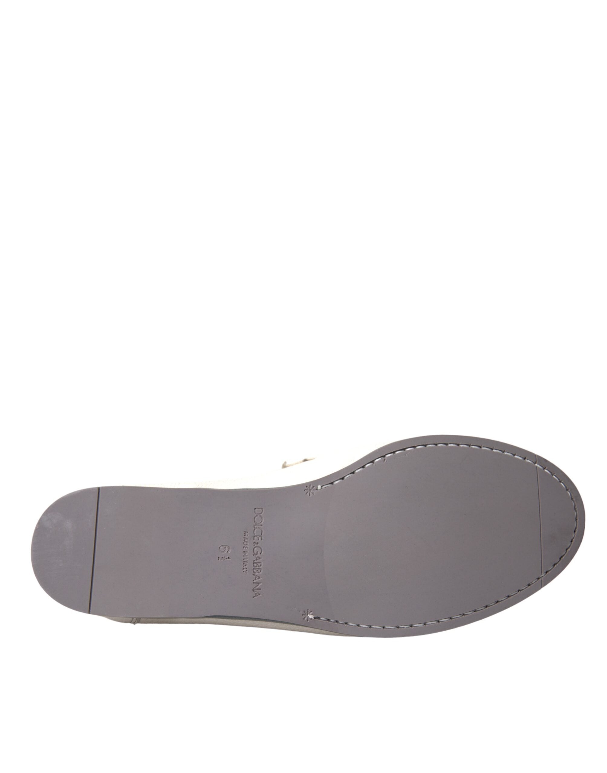 Dolce &amp;amp; Gabbana Vita Grå Läderslip Mocassin Skor Loafer