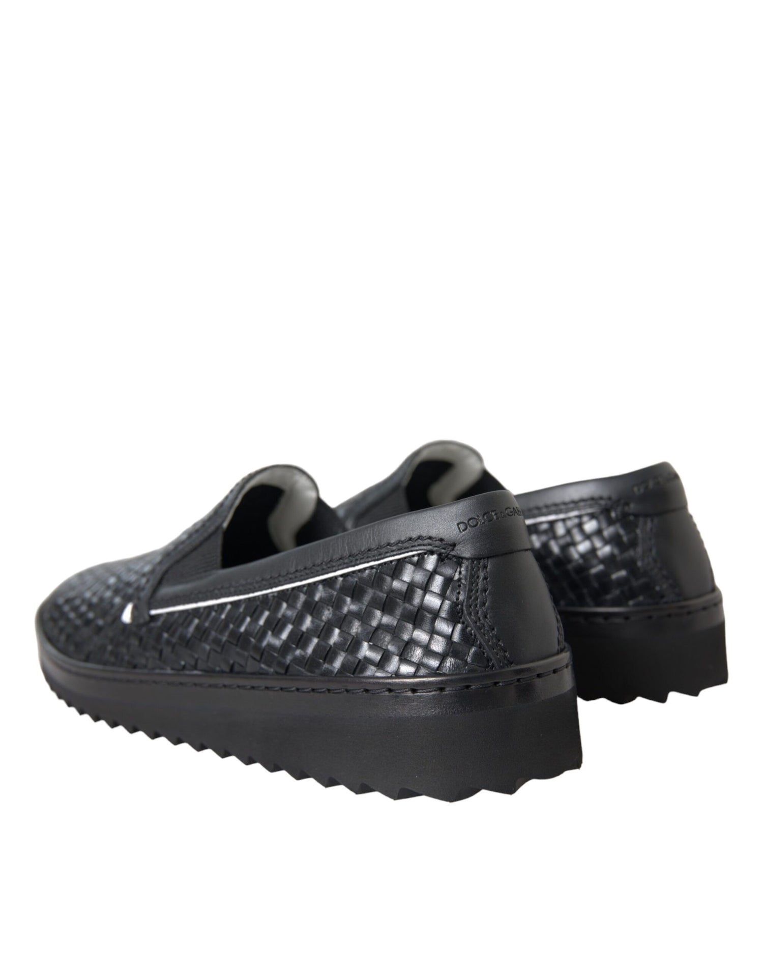Dolce &amp;amp; Gabbana Svarta Vävda Buffalo Läder Loafers Herrskor