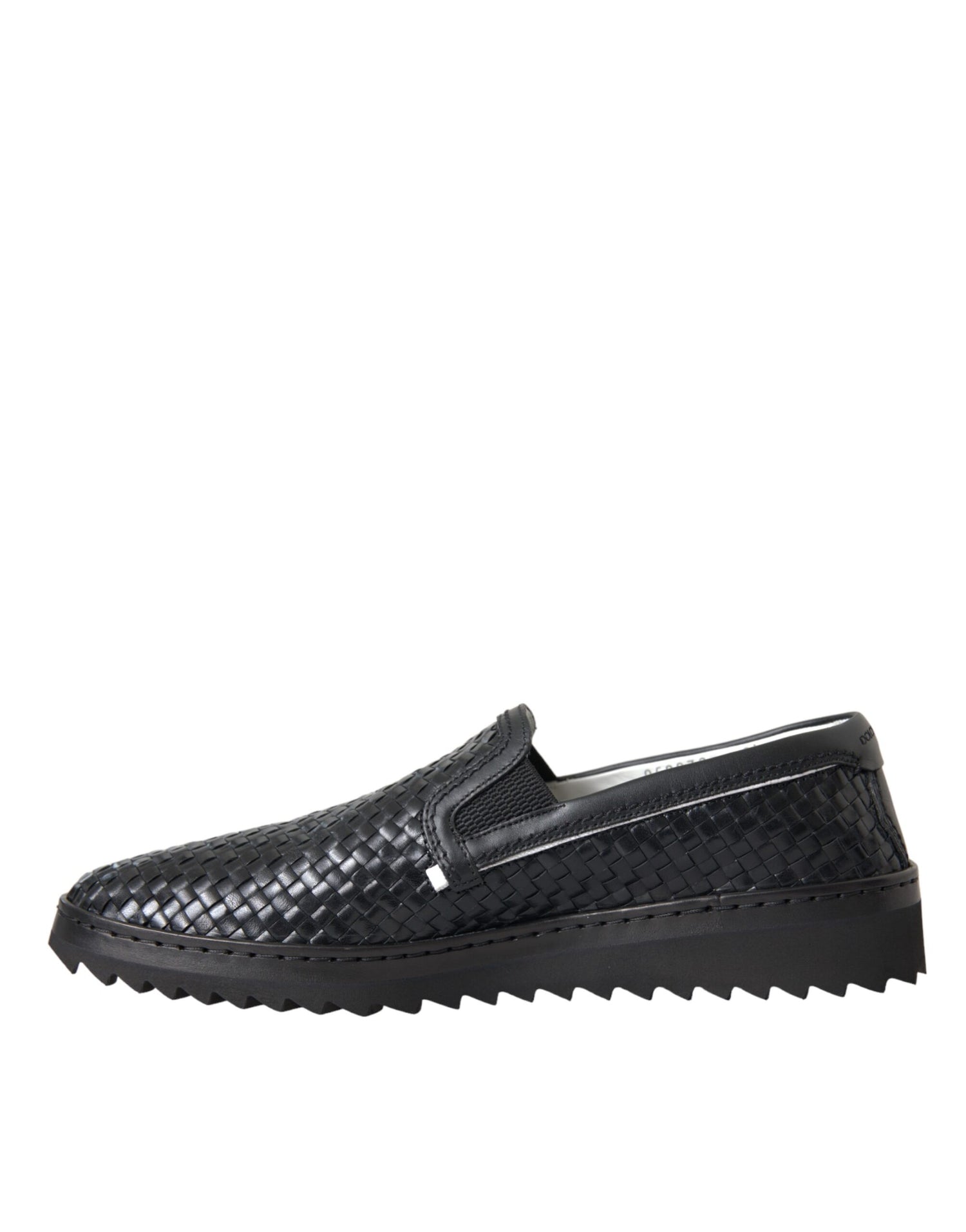 Dolce &amp;amp; Gabbana Svarta Vävda Buffalo Läder Loafers Herrskor
