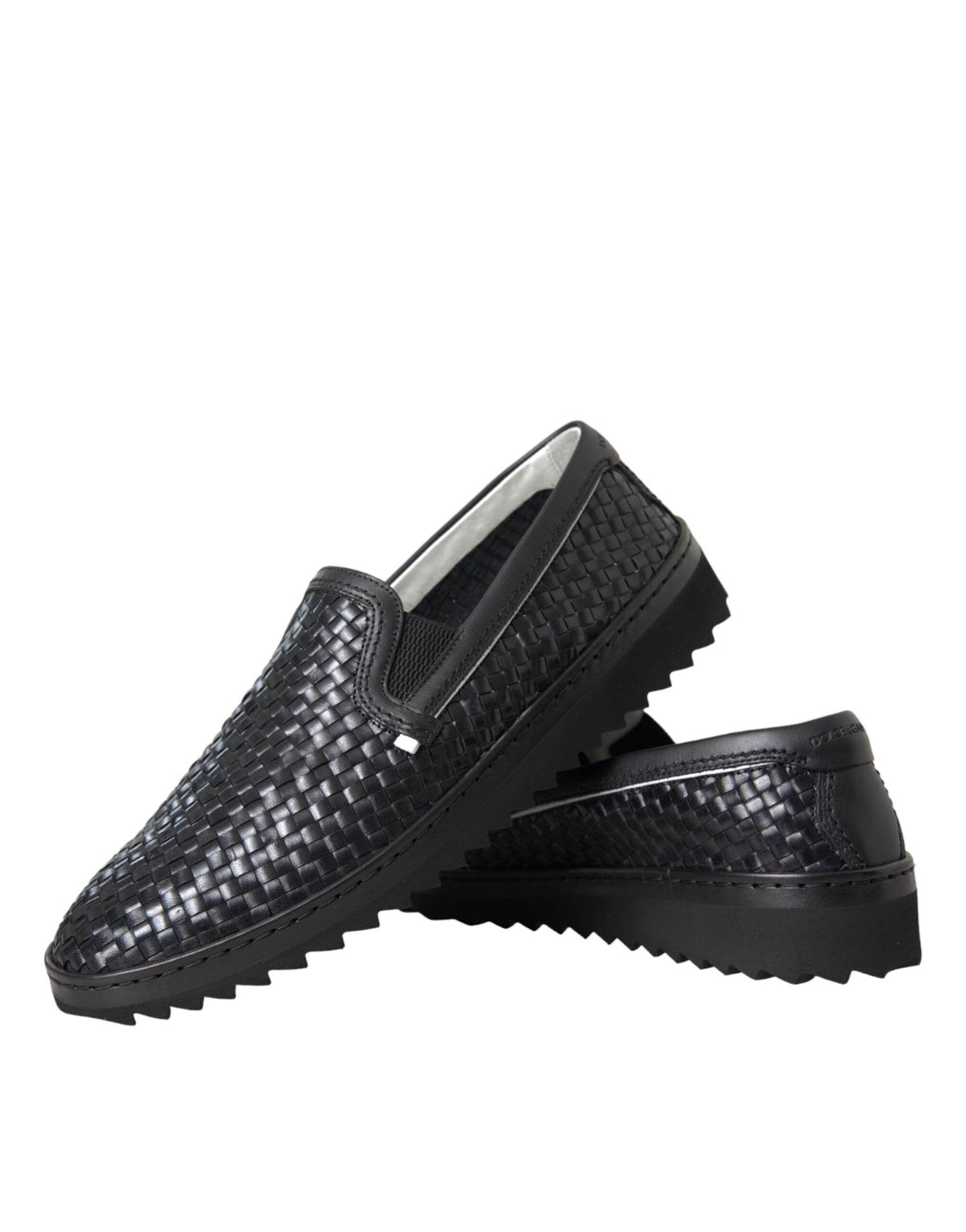 Dolce &amp;amp; Gabbana Svarta Vävda Buffalo Läder Loafers Herrskor